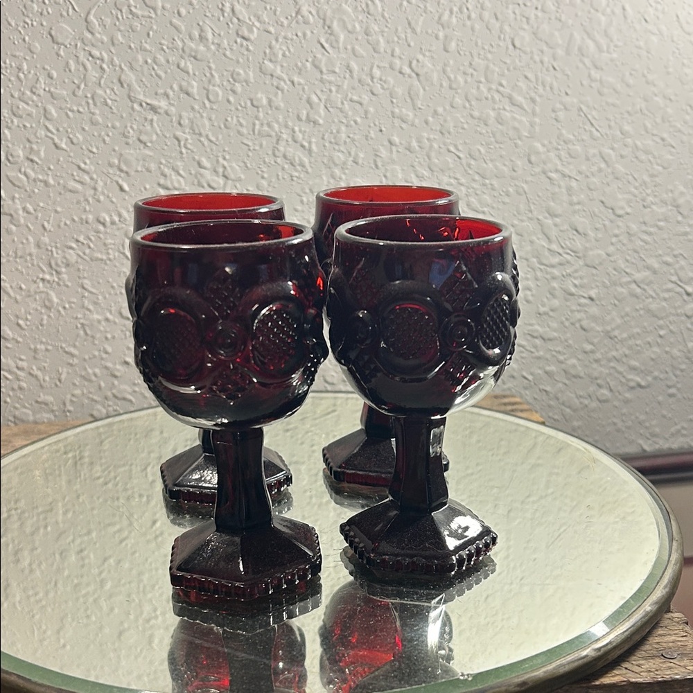 Set of Four Red Goblets or candle holders